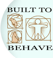 Built To Behave statement with images of person, dog and bird inside